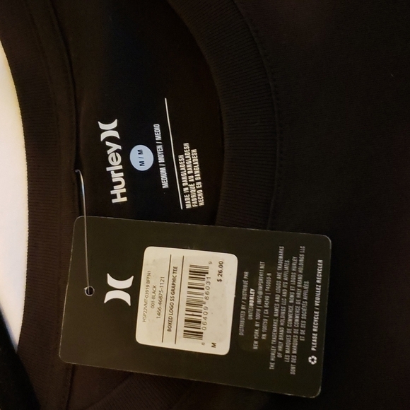 Hurley Men's Black w/Blue & Green Logo Short Sleeve Tee - Size M - Picture 4 of 6